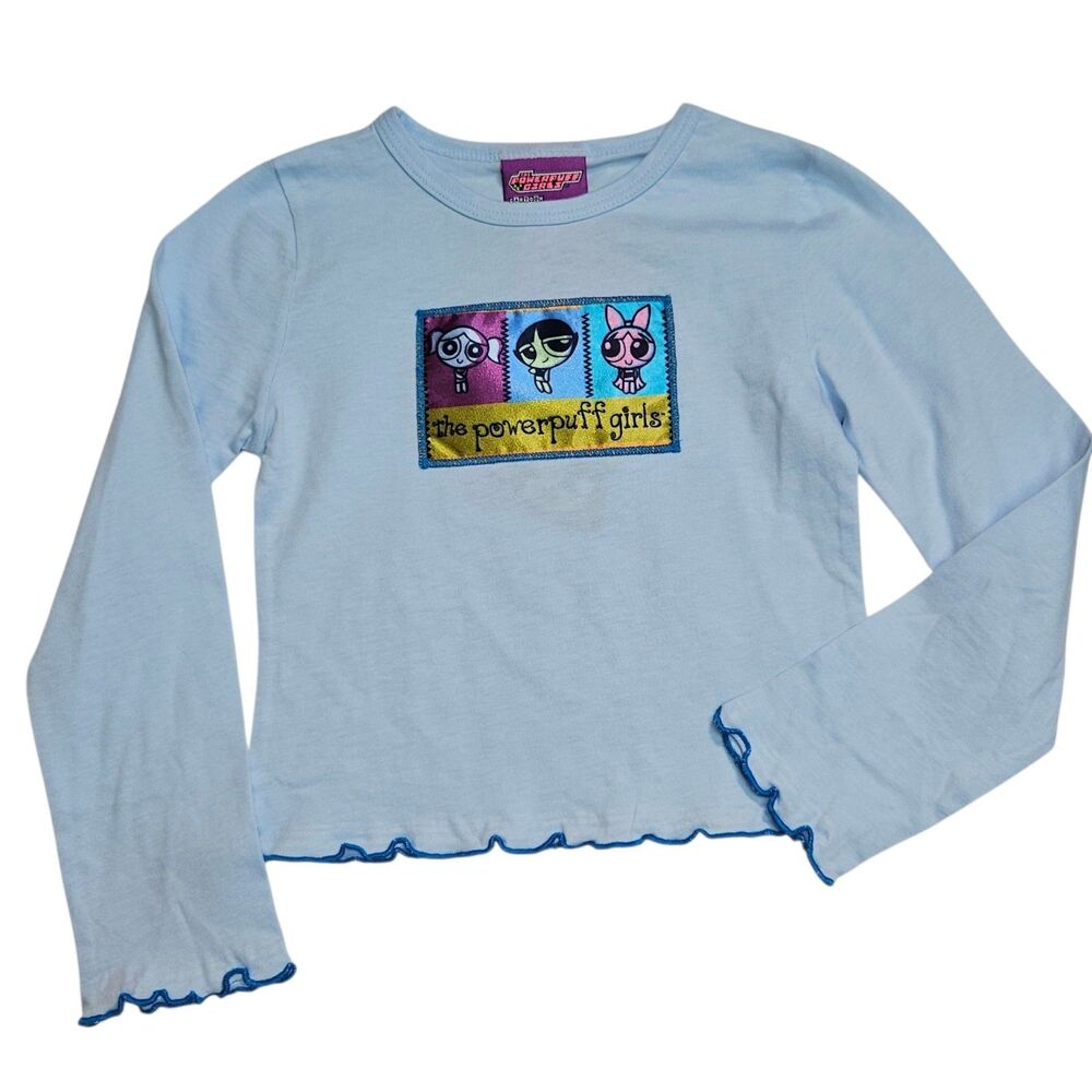 Deadstock Vintage Cartoon Network Powerpuff Girls Top XS 4/5 Blue Long Sleeves